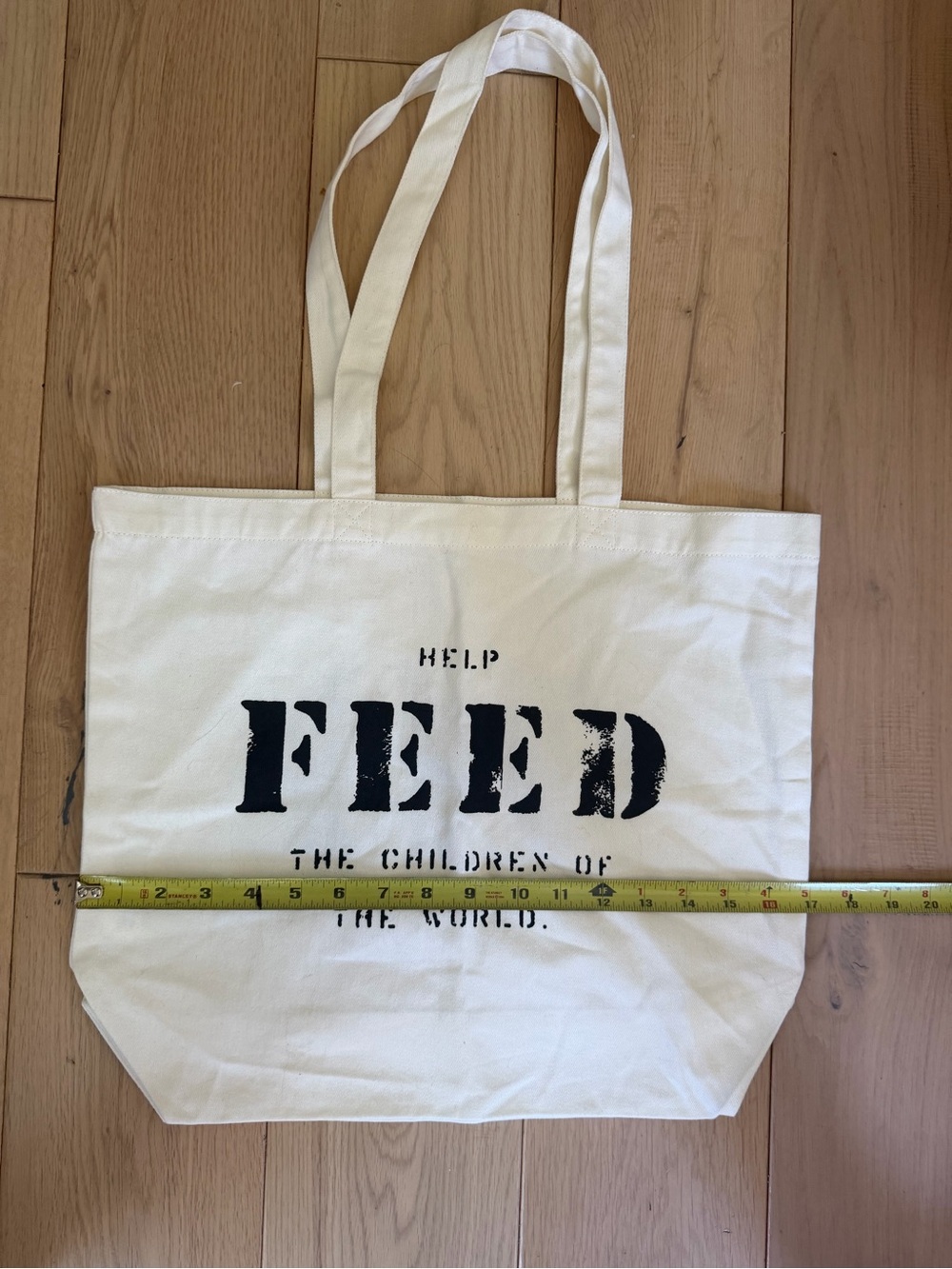 FEED Canvas Tote Bag in Cream with Black Print - Picture 3 of 6